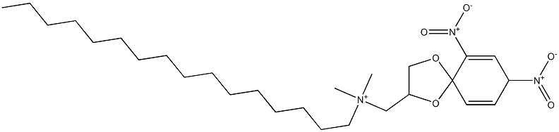 Dimethylhexadecyl[(6,8-dinitro-1,4-dioxaspiro[4.5]deca-6,9-dien-2-yl)methyl]aminium Struktur