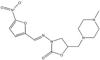 5-(4-Methyl-1-piperazinylmethyl)-3-(5-nitrofurfurylideneamino)-2-oxazolidinone Struktur