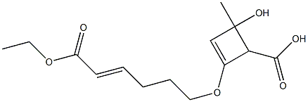 4-Hydroxy-4-methyl-2-[(E)-5-(ethoxycarbonyl)-4-pentenyloxy]-2-cyclobutene-1-carboxylic acid Struktur