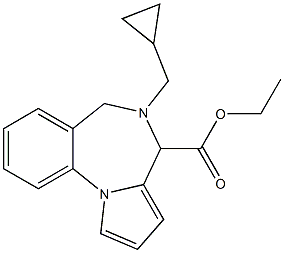 5-Cyclopropylmethyl-5,6-dihydro-4H-pyrrolo[1,2-a][1,4]benzodiazepine-4-carboxylic acid ethyl ester Struktur