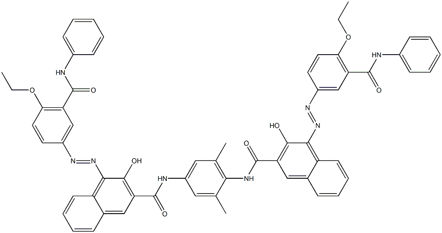 N,N'-(2,6-Dimethyl-1,4-phenylene)bis[4-[[4-ethoxy-5-(phenylcarbamoyl)phenyl]azo]-3-hydroxy-2-naphthalenecarboxamide] Struktur