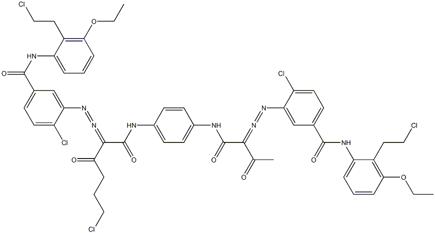 3,3'-[2-(2-Chloroethyl)-1,4-phenylenebis[iminocarbonyl(acetylmethylene)azo]]bis[N-[2-(2-chloroethyl)-3-ethoxyphenyl]-4-chlorobenzamide] Struktur