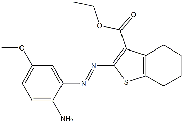 4,5,6,7-Tetrahydro-2-(2-amino-5-methoxyphenylazo)benzo[b]thiophene-3-carboxylic acid ethyl ester Struktur