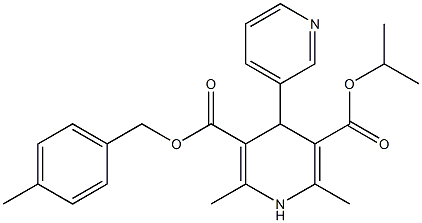 1,4-Dihydro-2,6-dimethyl-4-(3-pyridinyl)pyridine-3,5-dicarboxylic acid 3-(4-methylbenzyl)5-isopropyl ester Struktur