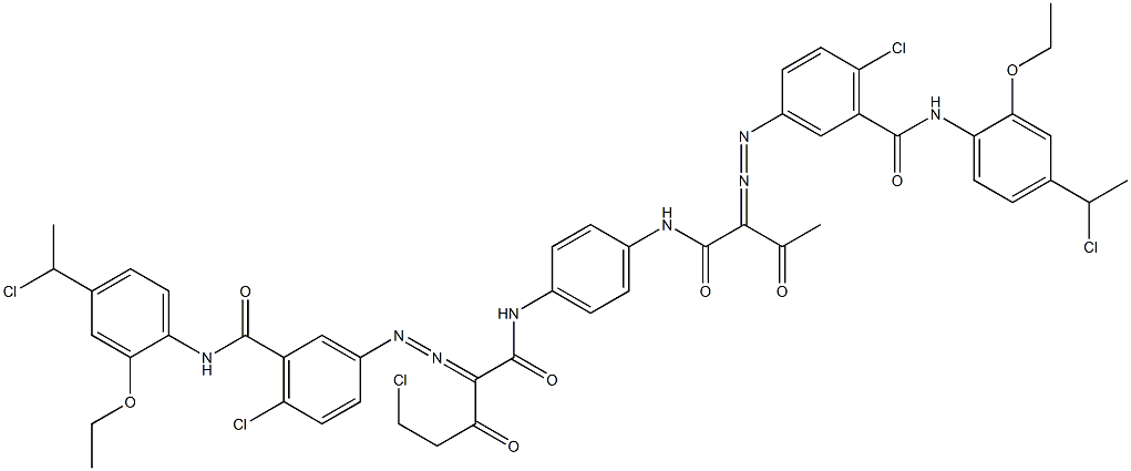 3,3'-[2-(Chloromethyl)-1,4-phenylenebis[iminocarbonyl(acetylmethylene)azo]]bis[N-[4-(1-chloroethyl)-2-ethoxyphenyl]-6-chlorobenzamide] Struktur