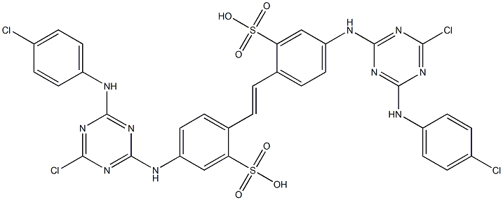 4,4'-Bis[4-chloro-6-(p-chloroanilino)-1,3,5-triazin-2-ylamino]-2,2'-stilbenedisulfonic acid Struktur