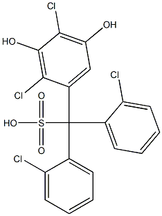 (2,4-Dichloro-3,5-dihydroxyphenyl)bis(2-chlorophenyl)methanesulfonic acid Struktur