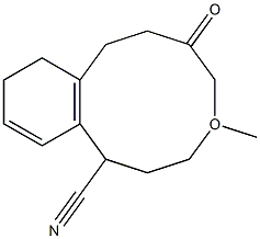 1-Cyano-4-methyl-1,2,3,4,6,7,8,9-octahydro-5-benzoxacycloundecin-6-one Struktur