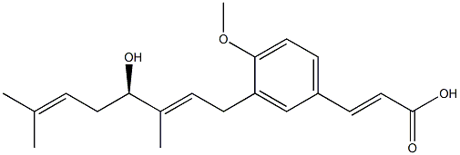 3-[(2E,4R)-3,7-Dimethyl-4-hydroxy-2,6-octadien-1-yl]-4-methoxy-trans-cinnamic acid Struktur