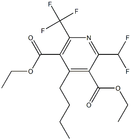 2-Difluoromethyl-6-(trifluoromethyl)-4-butylpyridine-3,5-dicarboxylic acid diethyl ester Struktur