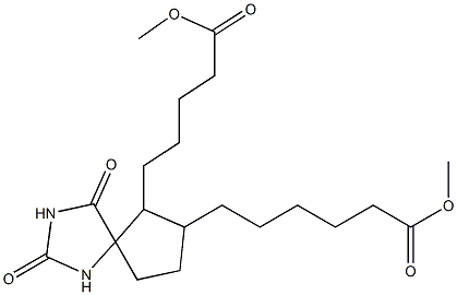 6-[2,4-Dioxo-6-[4-(methoxycarbonyl)butyl]-1,3-diazaspiro[4.4]nonan-7-yl]hexanoic acid methyl ester Struktur