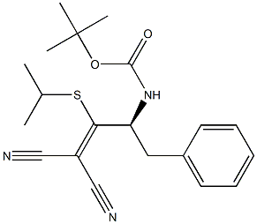 [(S)-3-Phenyl-2-[(tert-butoxycarbonyl)amino]-1-(isopropylthio)propylidene]malononitrile Struktur