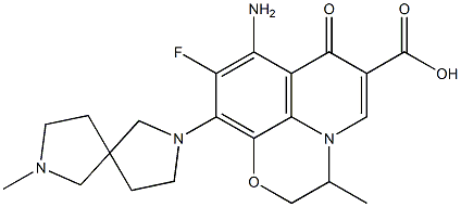 8-Amino-9-fluoro-2,3-dihydro-3-methyl-10-(7-methyl-2,7-diazaspiro[4.4]nonan-2-yl)-7-oxo-7H-pyrido[1,2,3-de]-1,4-benzoxazine-6-carboxylic acid Struktur