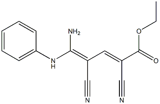 5-Amino-2,4-dicyano-5-anilino-2,4-pentadienoic acid ethyl ester Struktur