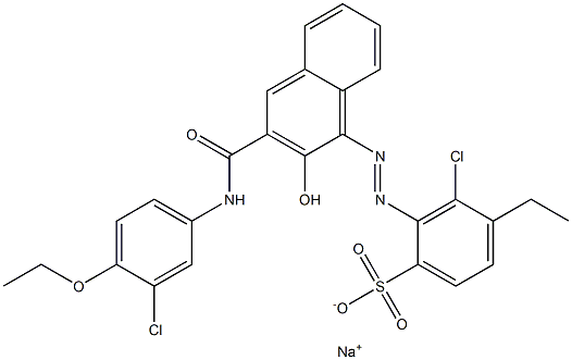 3-Chloro-4-ethyl-2-[[3-[[(3-chloro-4-ethoxyphenyl)amino]carbonyl]-2-hydroxy-1-naphtyl]azo]benzenesulfonic acid sodium salt Struktur