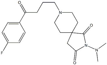 2-Dimethylamino-8-[3-(p-fluorobenzoyl)propyl]-2,8-diazaspiro[4.5]decane-1,3-dione Struktur