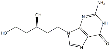 2-Amino-9-[(3S)-3,5-dihydroxypentyl]-1,9-dihydro-6H-purin-6-one Struktur