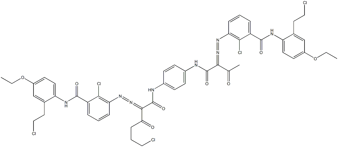 3,3'-[2-(2-Chloroethyl)-1,4-phenylenebis[iminocarbonyl(acetylmethylene)azo]]bis[N-[2-(2-chloroethyl)-4-ethoxyphenyl]-2-chlorobenzamide] Struktur