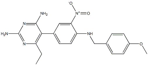 2,4-Diamino-6-ethyl-5-(3-nitro-4-(4-methoxybenzylamino)phenyl)pyrimidine Struktur