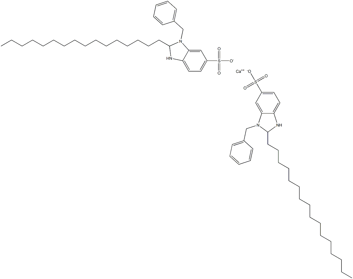 Bis(1-benzyl-2,3-dihydro-2-hexadecyl-1H-benzimidazole-6-sulfonic acid)calcium salt Struktur