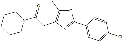 2-(4-Chlorophenyl)-5-methyl-4-[[(piperidino)carbonyl]methyl]oxazole Struktur