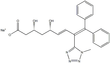 (3R,5S,6E)-9,9-Diphenyl-3,5-dihydroxy-8-(1-methyl-1H-tetrazol-5-yl)-6,8-nonadienoic acid sodium salt Struktur