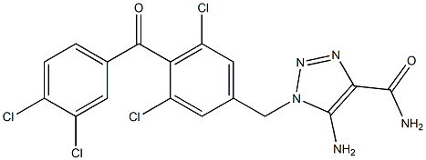 5-Amino-1-[3,5-dichloro-4-(3,4-dichlorobenzoyl)benzyl]-1H-1,2,3-triazole-4-carboxamide Struktur