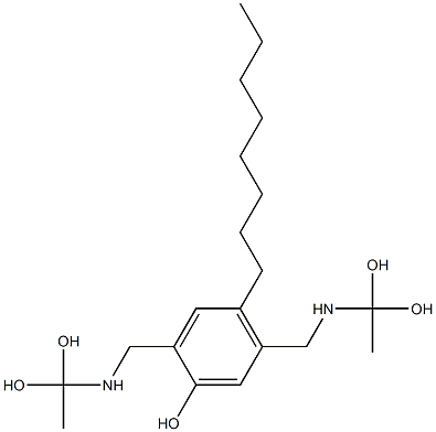 2,5-Bis[[(1,1-dihydroxyethyl)amino]methyl]-4-octylphenol Struktur