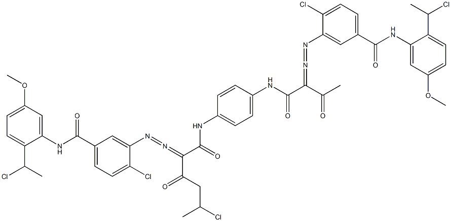 3,3'-[2-(1-Chloroethyl)-1,4-phenylenebis[iminocarbonyl(acetylmethylene)azo]]bis[N-[2-(1-chloroethyl)-5-methoxyphenyl]-4-chlorobenzamide] Struktur