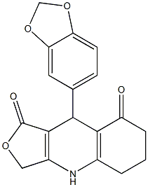 3,4,5,6,7,9-Hexahydro-9-(1,3-benzodioxol-5-yl)furo[3,4-b]quinoline-1,8-dione Struktur