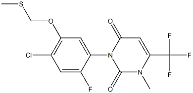 6-(Trifluoromethyl)-1-methyl-3-[4-chloro-2-fluoro-5-[(methylthio)methoxy]phenyl]pyrimidine-2,4(1H,3H)-dione Struktur