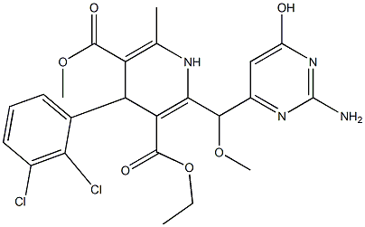 2-[(2-Amino-6-hydroxy-4-pyrimidinyl)methoxymethyl]-4-(2,3-dichlorophenyl)-1,4-dihydro-6-methylpyridine-3,5-dicarboxylic acid 3-ethyl 5-methyl ester Struktur