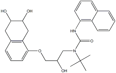 1-(1-Naphtyl)-3-tert-butyl-3-[2-hydroxy-3-[(2,3-dihydroxytetralin-5-yl)oxy]propyl]urea Struktur