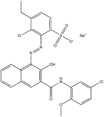 3-Chloro-4-ethyl-2-[[3-[[(3-chloro-6-methoxyphenyl)amino]carbonyl]-2-hydroxy-1-naphtyl]azo]benzenesulfonic acid sodium salt Struktur