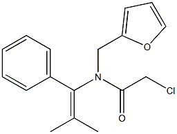 N-(1-Phenyl-2-methyl-1-propenyl)-N-furfuryl-2-chloroacetamide Struktur