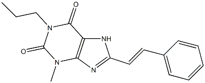 3-Methyl-1-propyl-8-(2-phenylethenyl)xanthine Struktur