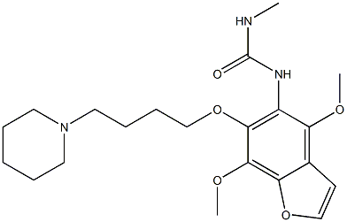 1-[4,7-Dimethoxy-6-(4-piperidinobutoxy)benzofuran-5-yl]-3-methylurea Struktur