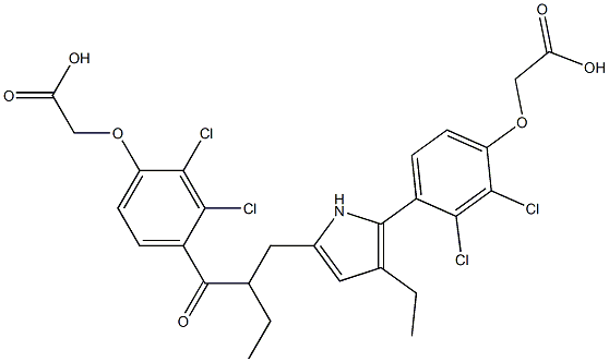 [4-[3-Ethyl-5-[3-[4-(carboxymethoxy)-2,3-dichlorophenyl]-2-ethyl-3-oxopropyl]-1H-pyrrol-2-yl]-2,3-dichlorophenoxy]acetic acid Struktur