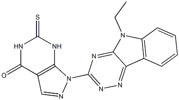 6,7-Dihydro-6-thioxo-1-(5-ethyl-5H-1,2,4-triazino[5,6-b]indol-3-yl)-1H-pyrazolo[3,4-d]pyrimidin-4(5H)-one Struktur