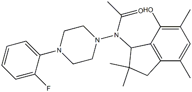 2,3-Dihydro-3-[[4-(2-fluorophenyl)-1-piperazinyl]acetylamino]-2,2,5,7-tetramethyl-1H-inden-4-ol Struktur