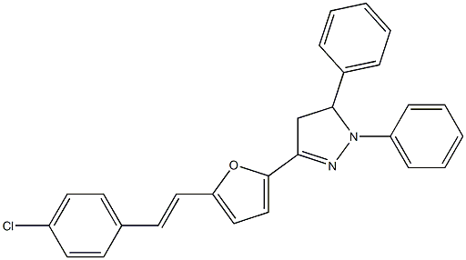 2-[[4,5-Dihydro-1,5-diphenyl-1H-pyrazol]-3-yl]-5-[2-[4-chlorophenyl]ethenyl]furan Struktur