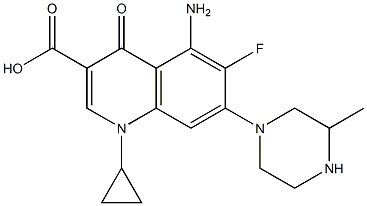 5-Amino-1-cyclopropyl-6-fluoro-1,4-dihydro-4-oxo-7-(3-methyl-1-piperazinyl)quinoline-3-carboxylic acid Struktur