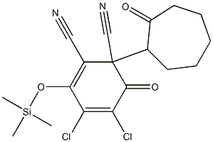 2,3-Dichloro-5,6-dicyano-4-(trimethylsilyloxy)-6-(2-oxocycloheptyl)-2,4-cyclohexadien-1-one Struktur