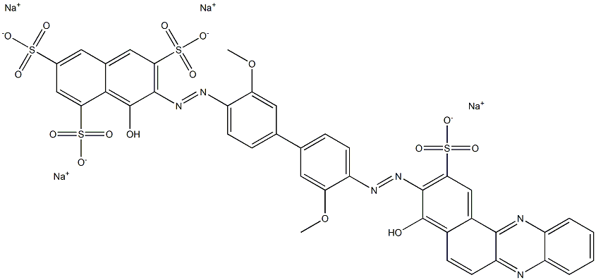 1-Hydroxy-2-[[3,3'-dimethoxy-4'-[(4-hydroxy-2-sulfobenzo[a]phenazin-3-yl)azo]-4-biphenylyl]azo]naphthalene-3,6,8-trisulfonic acid tetrasodium salt Struktur