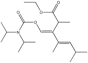 (3E,4E)-3-[[(Diisopropylamino)carbonyloxy]methylene]-2,4,6-trimethyl-4-heptenoic acid ethyl ester Struktur