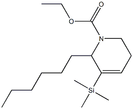 6-Hexyl-5-(trimethylsilyl)-1,2,3,6-tetrahydropyridine-1-carboxylic acid ethyl ester Struktur