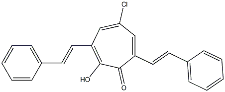 2-Hydroxy-3,7-bis(2-phenylethenyl)-5-chlorocyclohepta-2,4,6-trien-1-one Struktur