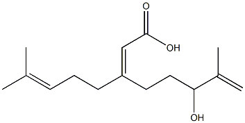 (2Z)-6-Hydroxy-3-(4-methyl-3-pentenyl)-7-methyl-2,7-octadienoic acid Struktur