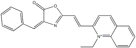 1-Ethyl-2-[2-[(4-benzylidene-4,5-dihydro-5-oxooxazol)-2-yl]ethenyl]quinolinium Struktur