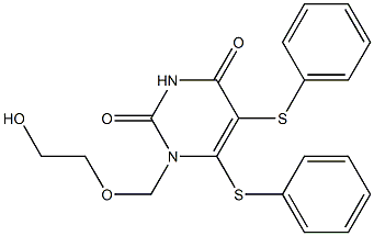 1-(2-Hydroxyethoxymethyl)-5,6-bis(phenylthio)uracil Struktur